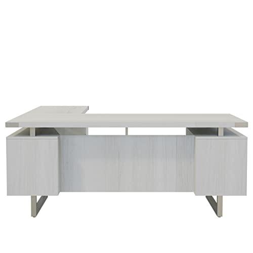 Mirella™ L-Shaped Configuration Desk, BBB/BF White Ash. Picture 2