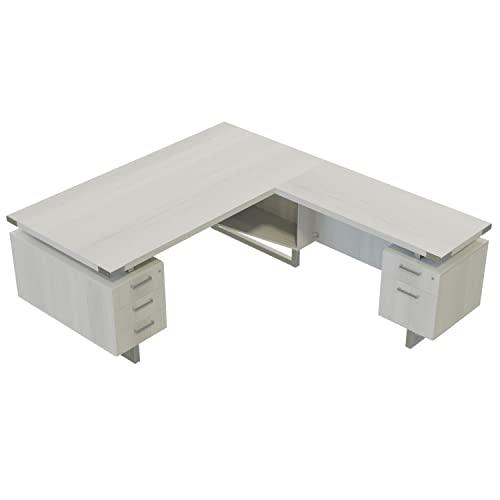 Mirella™ L-Shaped Configuration Desk, BBB/BF White Ash. Picture 4