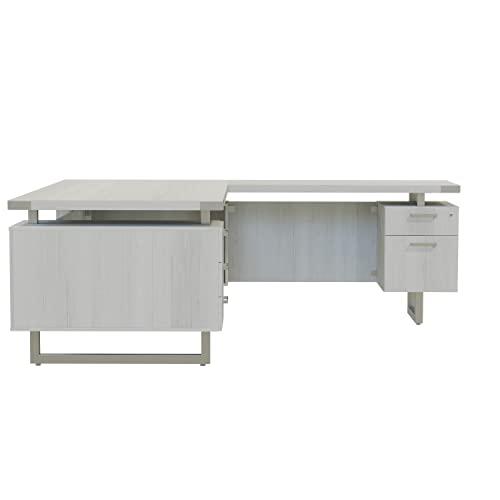 Mirella™ L-Shaped Configuration Desk, BBB/BF White Ash. Picture 5