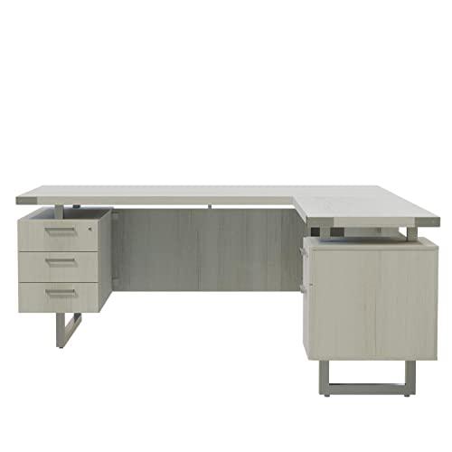 Mirella™ L-Shaped Configuration Desk, BBB/BF White Ash. Picture 3