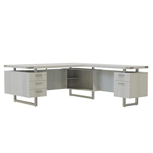 Mirella™ L-Shaped Configuration Desk, BBB/BF White Ash. Picture 1