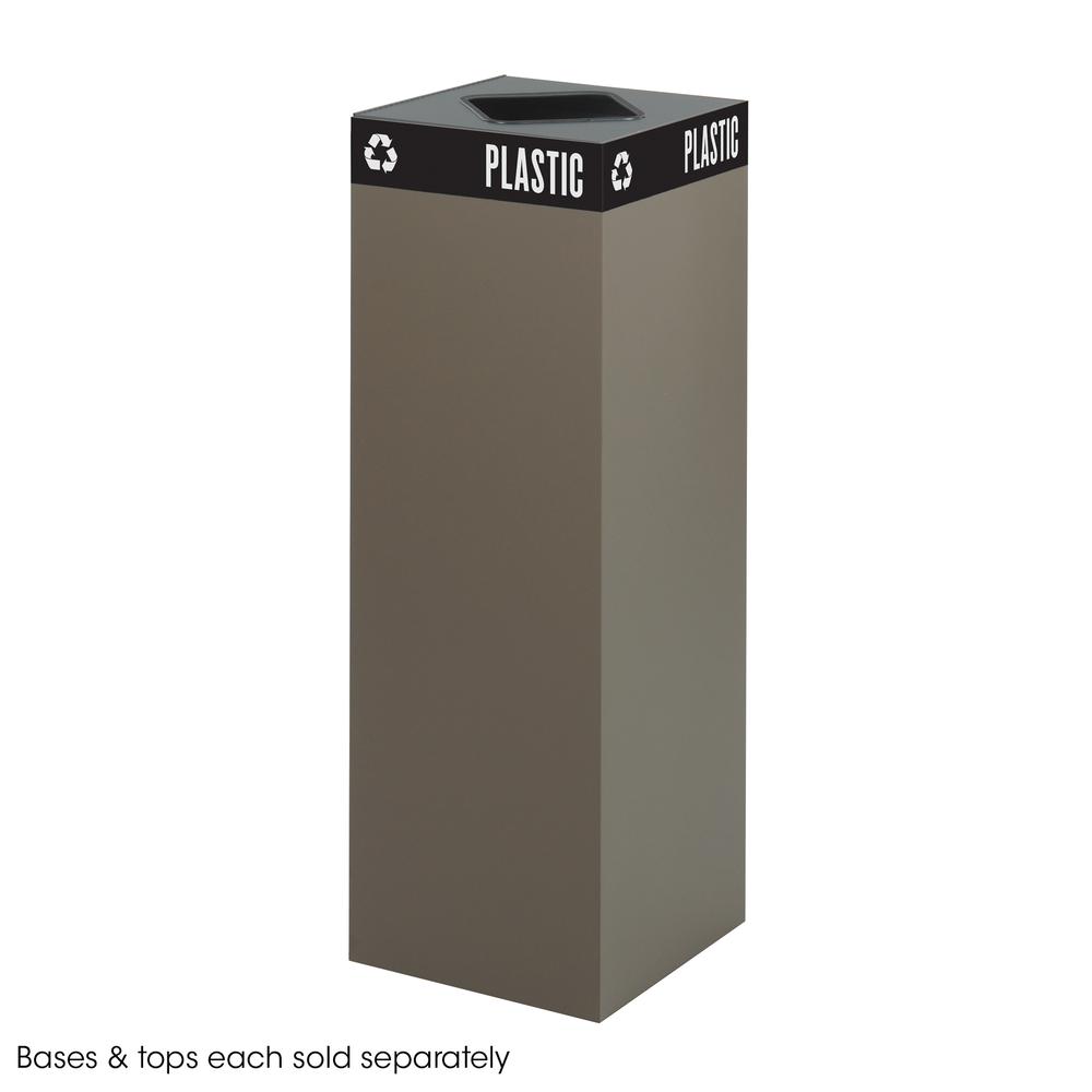 Public Recycling Container, Square, Steel, 42gal, Brown. Picture 1