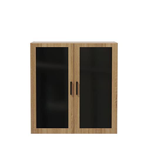 Mirella™ Glass Door Display Cabinet Sand Dune. Picture 1
