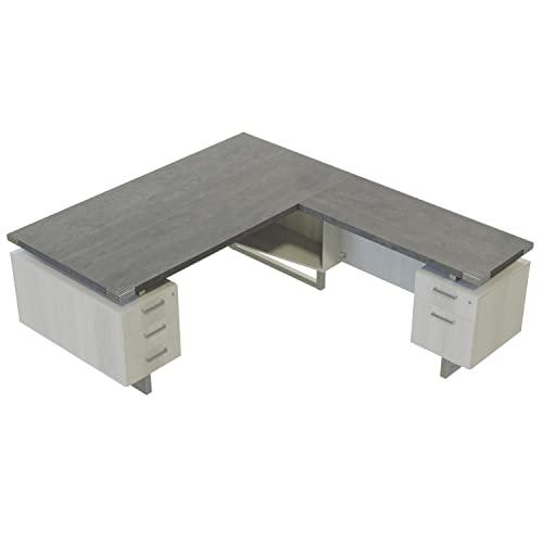 Mirella™ L-Shaped Configuration Desk, BBB/BF Stone Gray. Picture 2