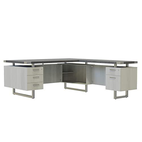 Mirella™ L-Shaped Configuration Desk, BBB/BF Stone Gray. Picture 1