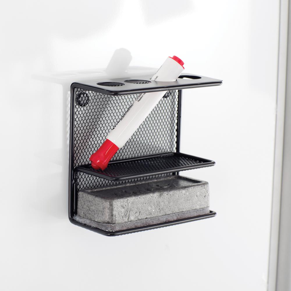 Onyx™ Mesh Marker Holder with Shelf Black. Picture 2
