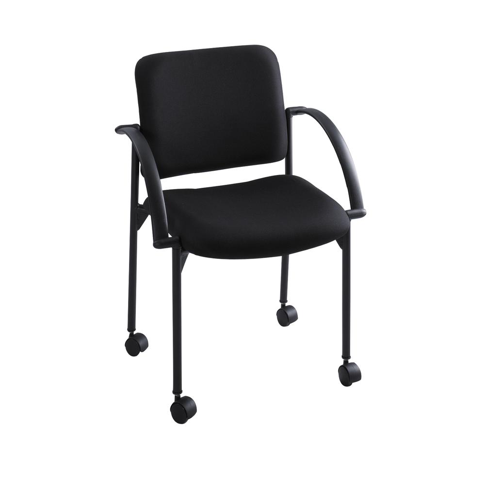 Safco Moto Stack Chair - Black Polyester Seat - Black Steel Frame - 17.50" Seat Width x 17" Seat Depth - 23.5" Width x 23.5" Depth x 33" Height - 2 / Carton. Picture 1
