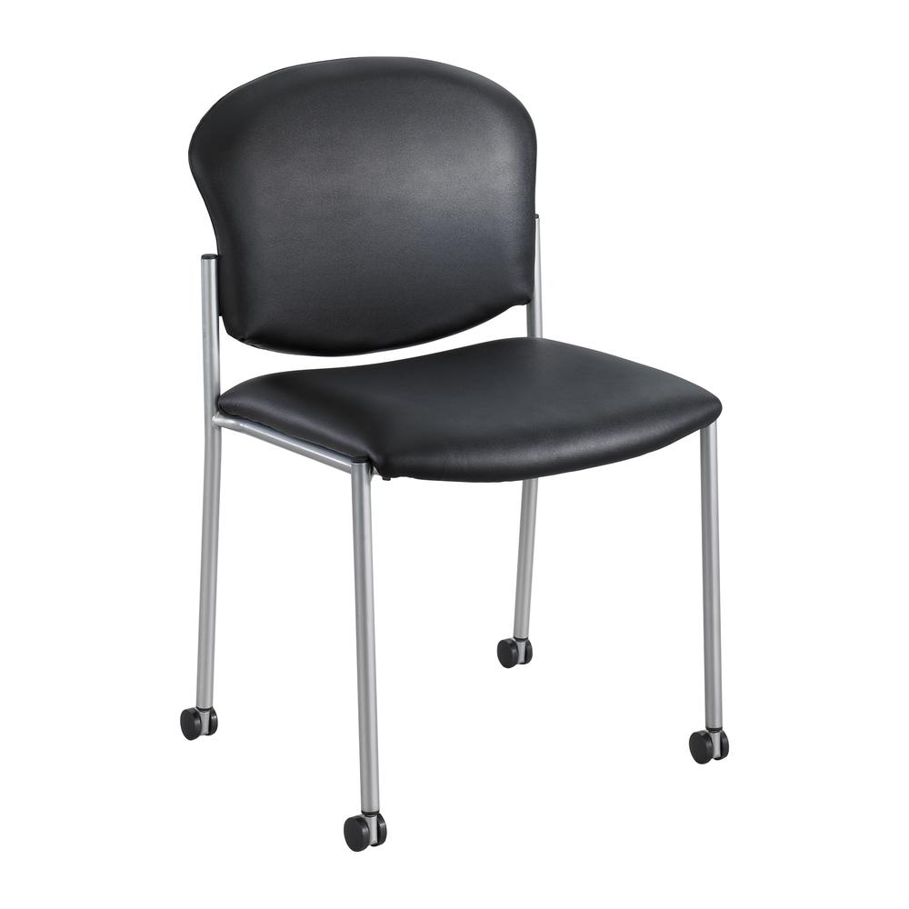 Safco Black Vinyl Diaz Guest Chair - Vinyl Black Seat - Vinyl Black ...