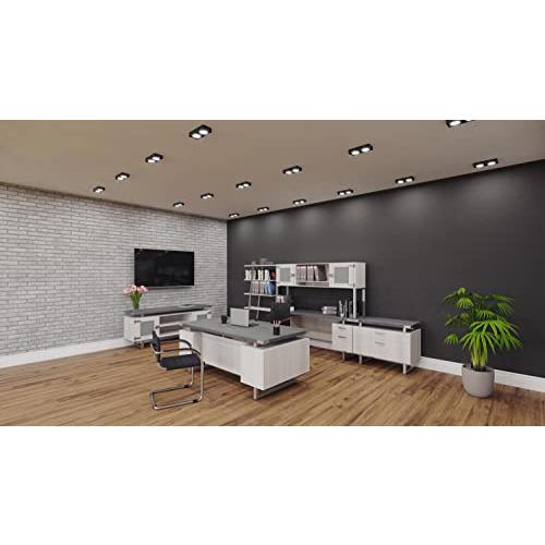 Mirella™ Low Wall Cabinet Glass Doors Stone Gray. Picture 4