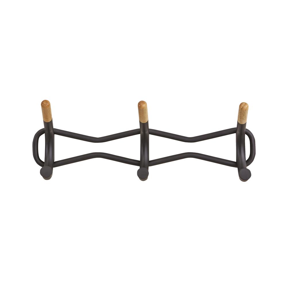 Family Coat Wall Rack, 3 Hook, Black. Picture 2