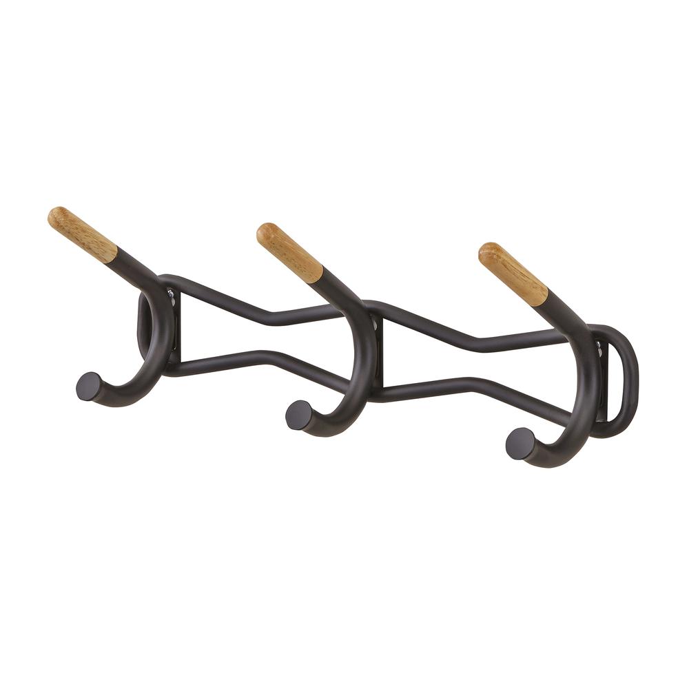 Family Coat Wall Rack, 3 Hook, Black. Picture 3