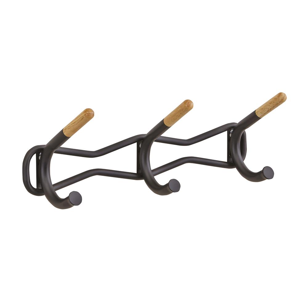 Family Coat Wall Rack, 3 Hook, Black. Picture 4