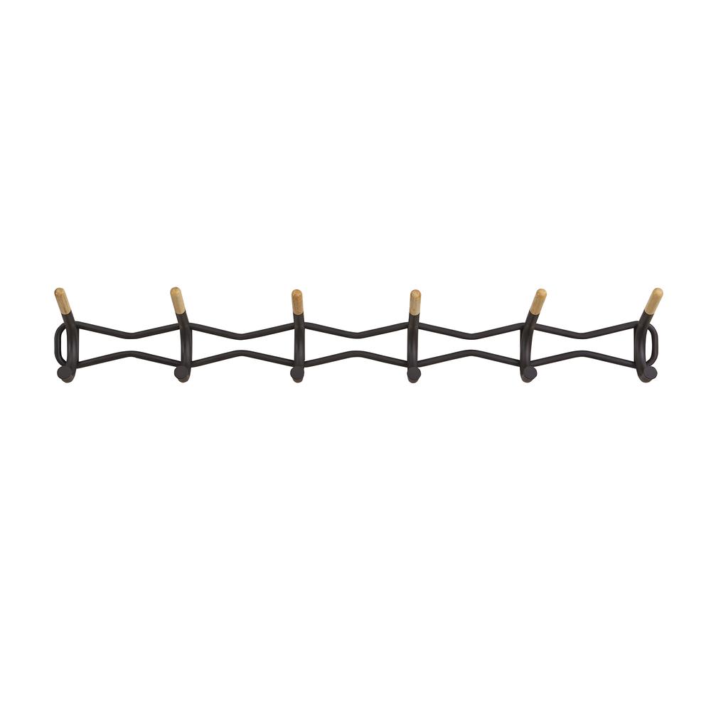 Family Coat Wall Rack, 6 Hook, Black. Picture 2
