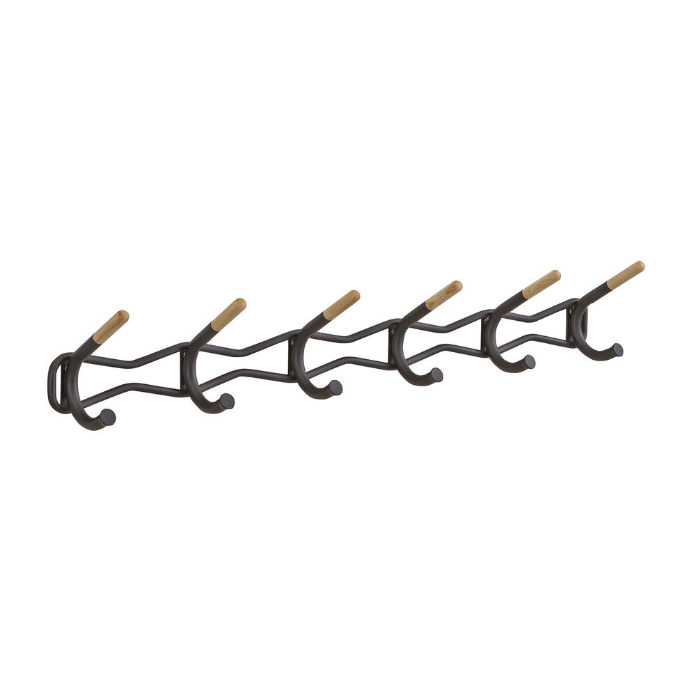 Family Coat Wall Rack, 6 Hook, Black. Picture 4