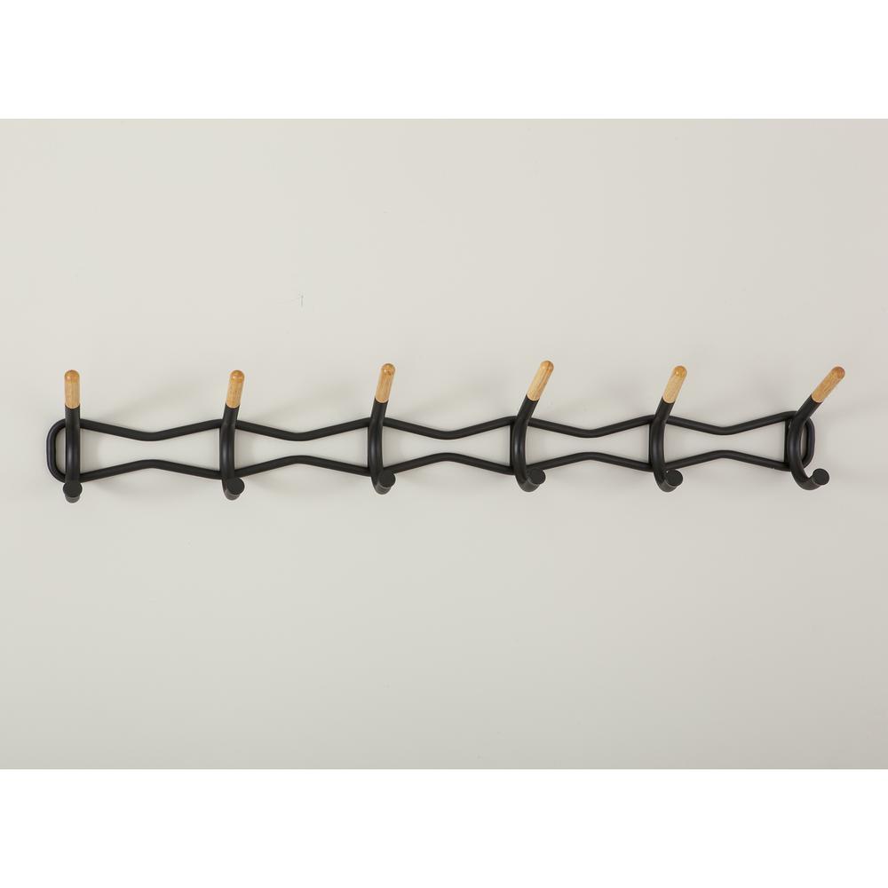 Family Coat Wall Rack, 6 Hook, Black. Picture 1