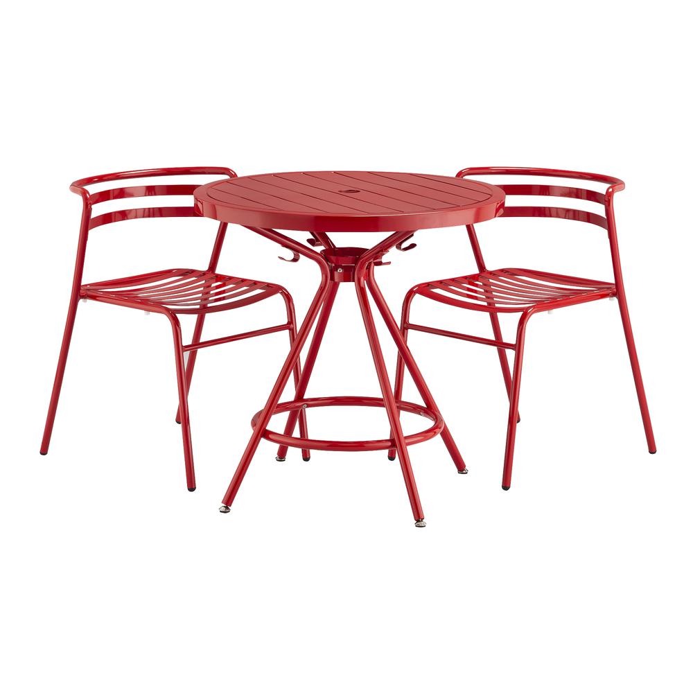 CoGo Tables, Steel, Round, 30" Diameter x 29 1/2" High, Red. Picture 3