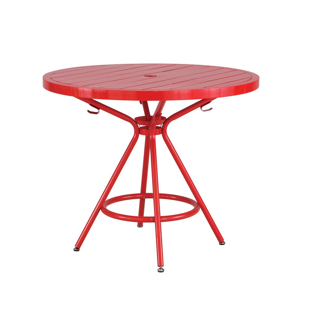 CoGo Tables, Steel, Round, 36" Diameter x 29 1/2" High, Red. Picture 2