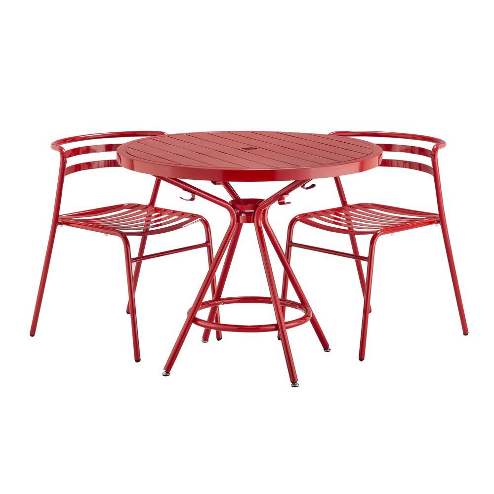 CoGo Tables, Steel, Round, 36" Diameter x 29 1/2" High, Red. Picture 3