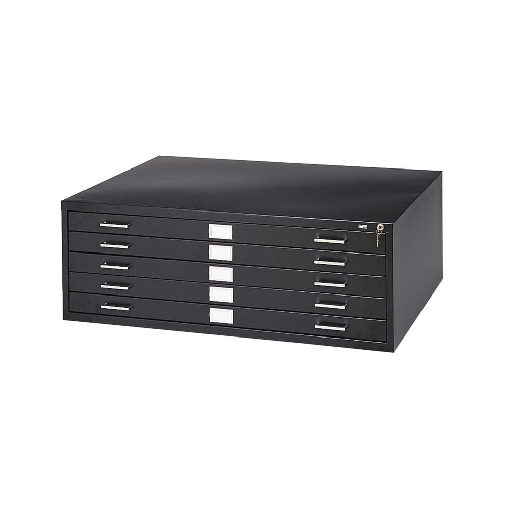 5-Drawer Steel Flat File for 24" x 36" Documents Black. Picture 2