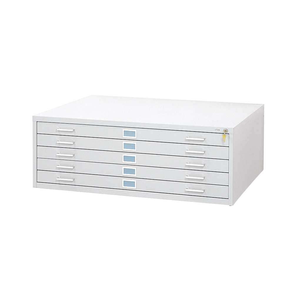 5-Drawer Steel Flat File for 30" x 42" Documents White. Picture 1
