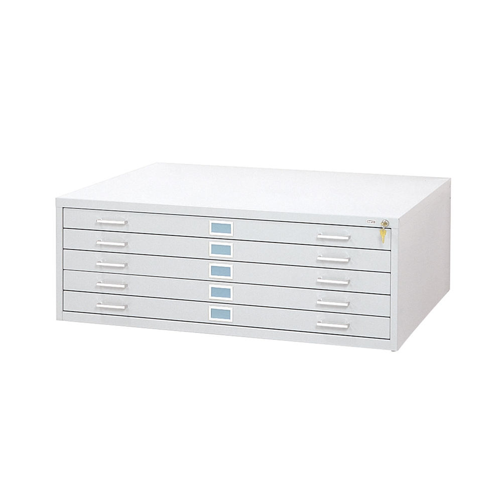 5-Drawer Steel Flat File for 36" x 48" Documents White. Picture 1