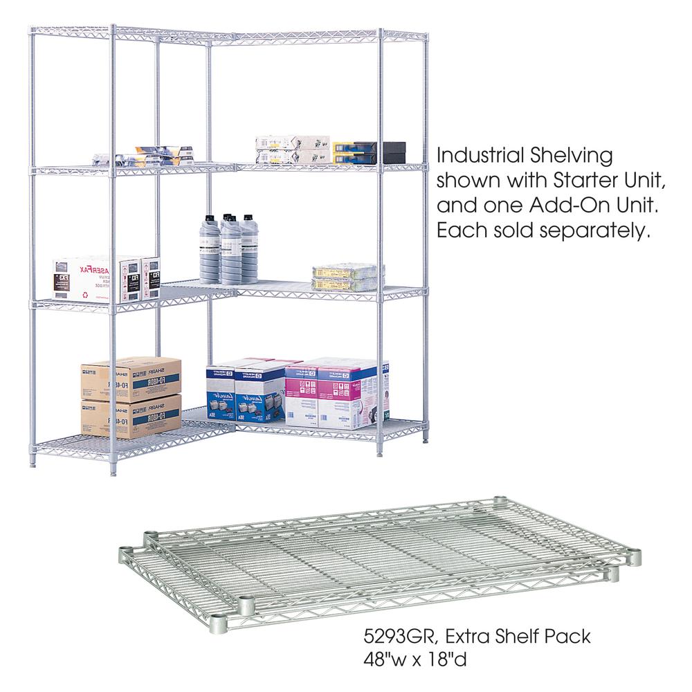 Safco Extra Shelf Pack - 48" x 18" x 1.5" - 2 x Shelf(ves) - 1250 lb Load Capacity - Gray - Powder Coated - Steel. Picture 2
