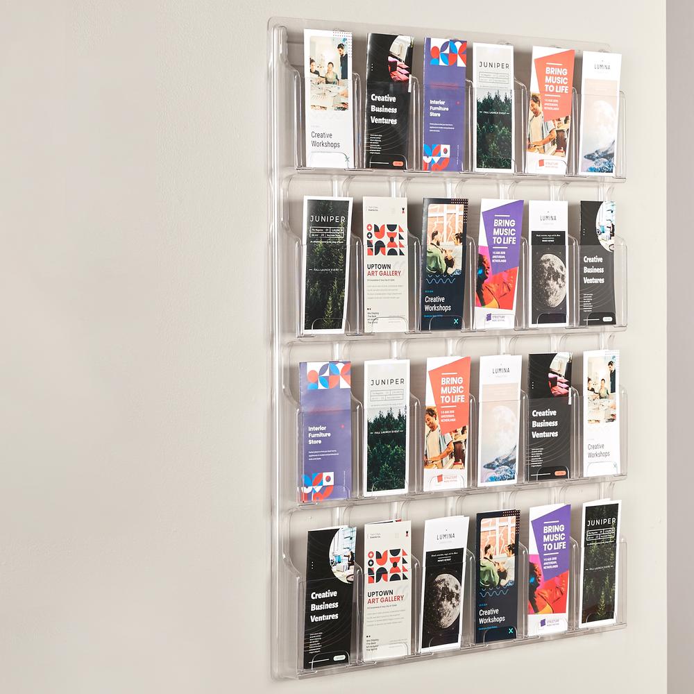 Safco 24-Pamphlet Display Rack - 24 Pocket(s) - 41" Height x 30" Width x 2" Depth - Break Resistant - Clear - Plastic - 1 Each. Picture 4