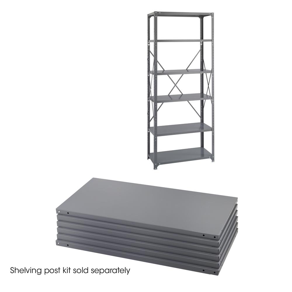 Safco Industrial Shelf - 36" x 18" x 85" - 6 x Shelf(ves) - 6000 lb Load Capacity - Durable - Dark Gray - Powder Coated - Steel - Assembly Required. Picture 2