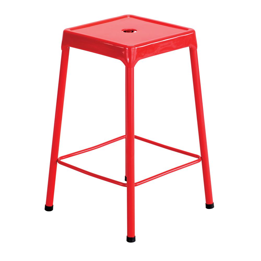 Counter-Height Steel Stool, Red. Picture 3