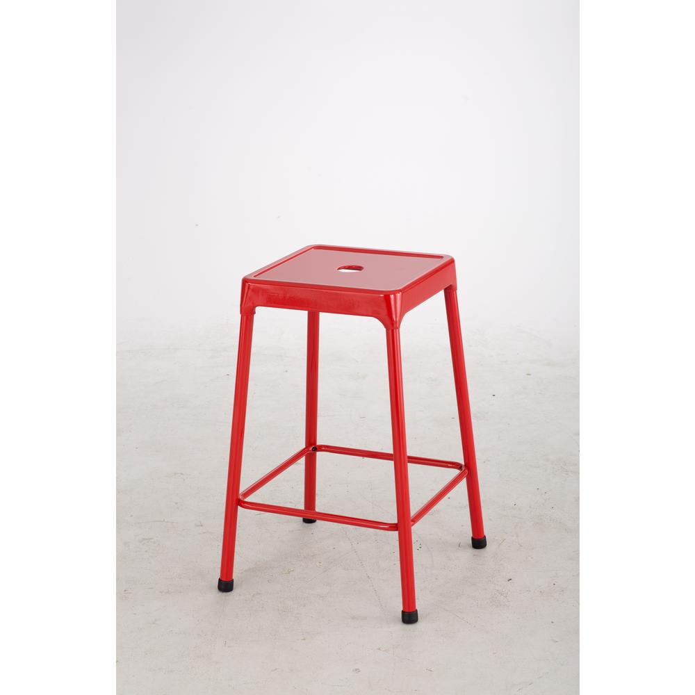 Counter-Height Steel Stool, Red. Picture 2