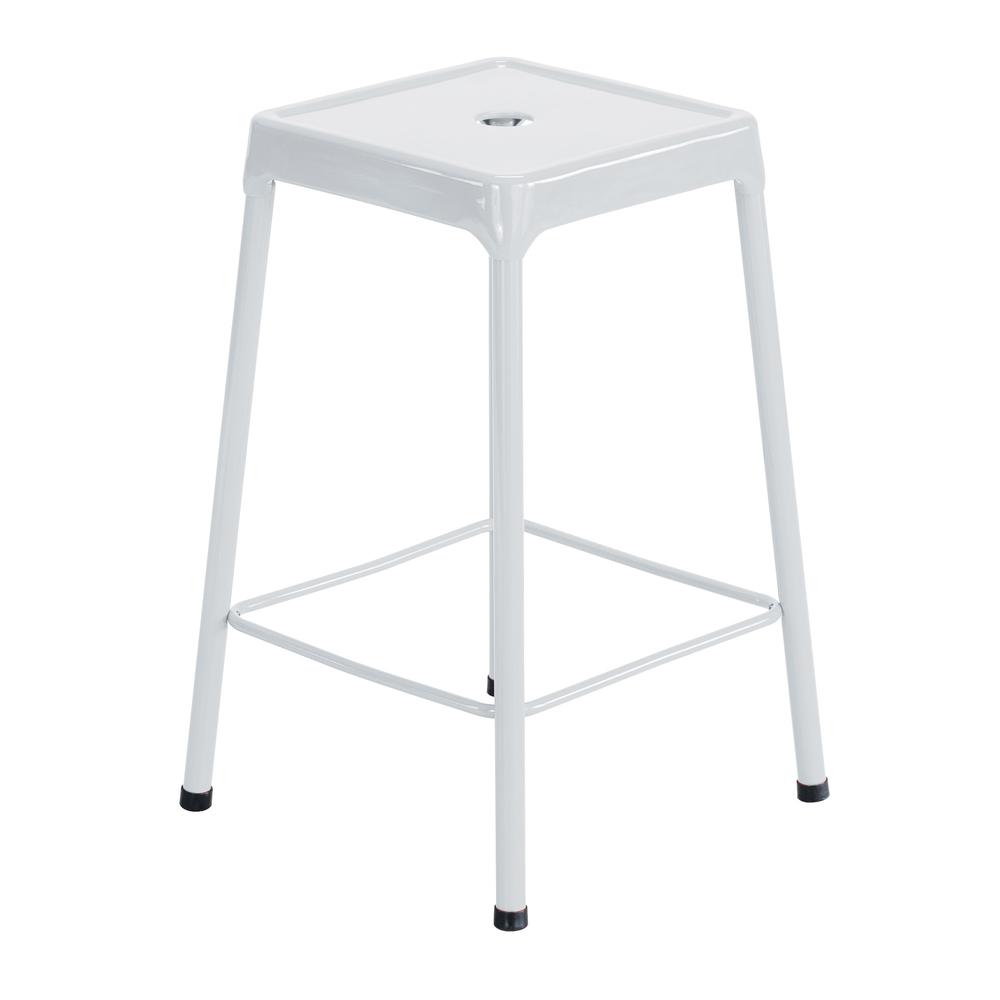 Counter-Height Steel Stool, White. Picture 2