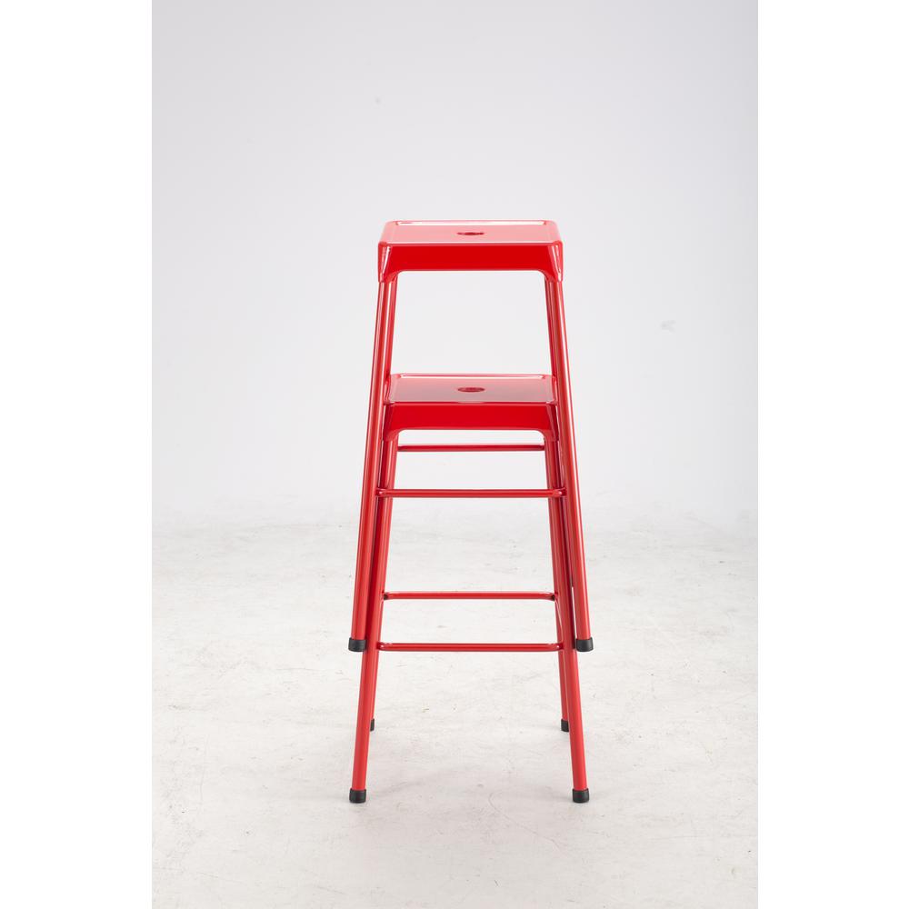 Bar-Height Steel Stool, Red. Picture 3