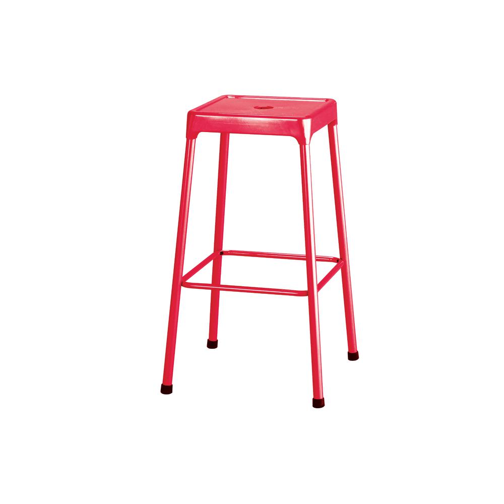 Bar-Height Steel Stool, Red. Picture 2
