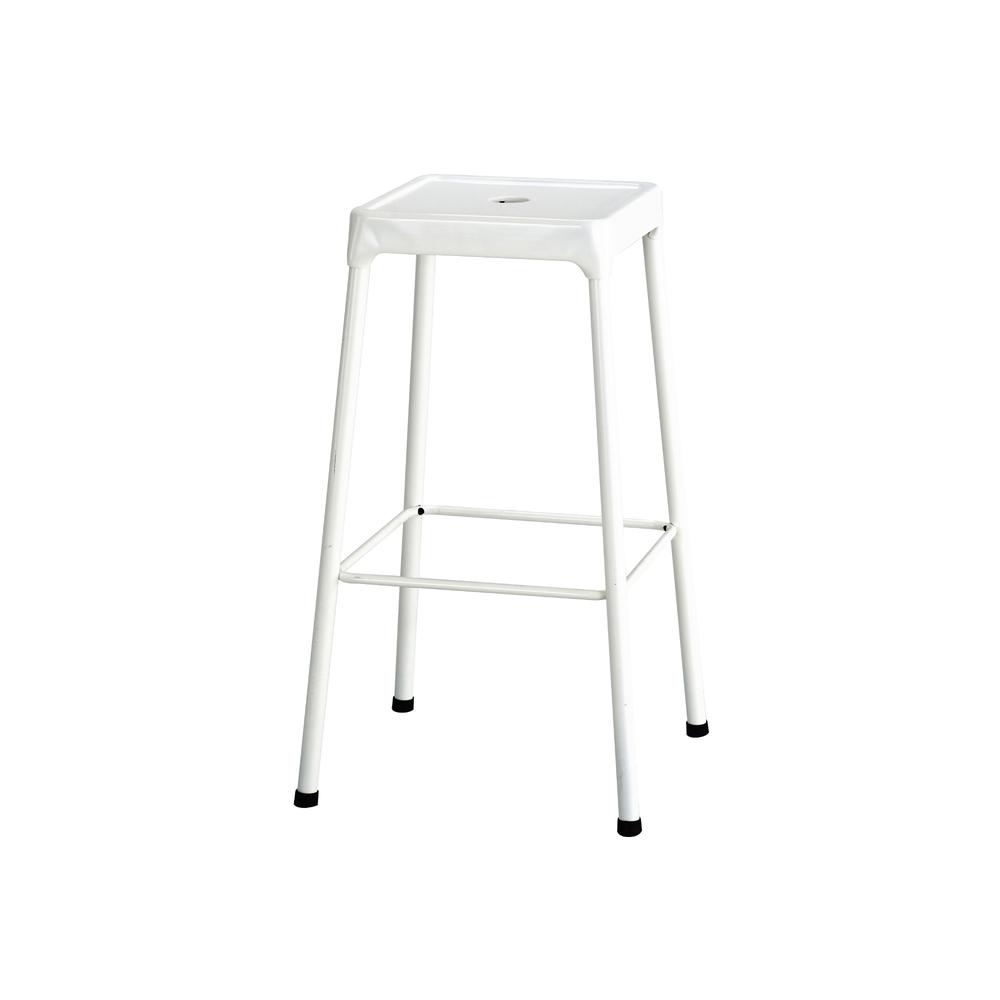 Bar-Height Steel Stool, White. Picture 2