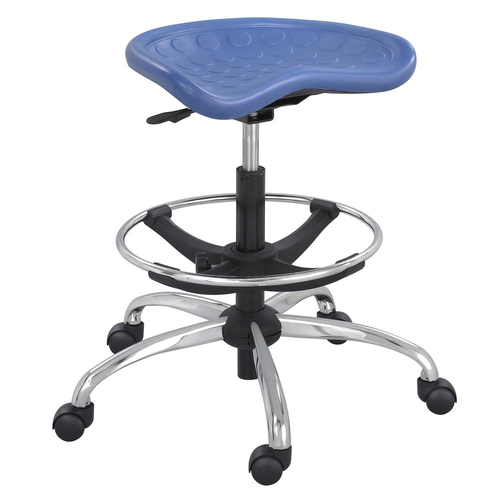 SitStar™ Stool with Chrome Base Blue. Picture 2