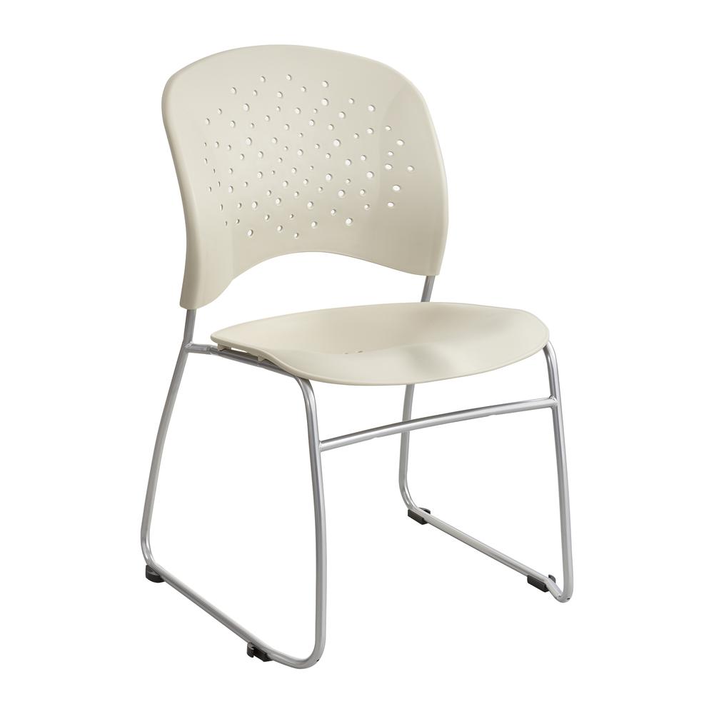 Rêve Series Guest Chair With Sled Base, Latte Plastic, Silver Steel, 2/CT. Picture 2
