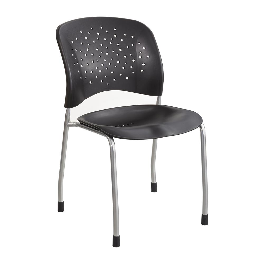 Rêve Series Guest Chair W/ Straight Legs, Black Plastic, Silver Steel, 2/Carton. Picture 2