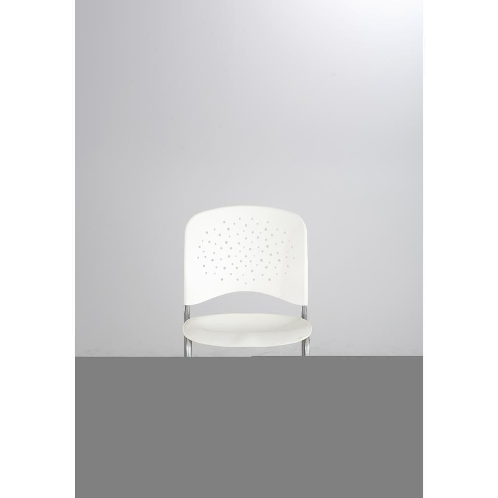 Rêve Series Guest Chair W/ Straight Legs, Latte Plastic, Silver Steel, 2/Carton. Picture 3