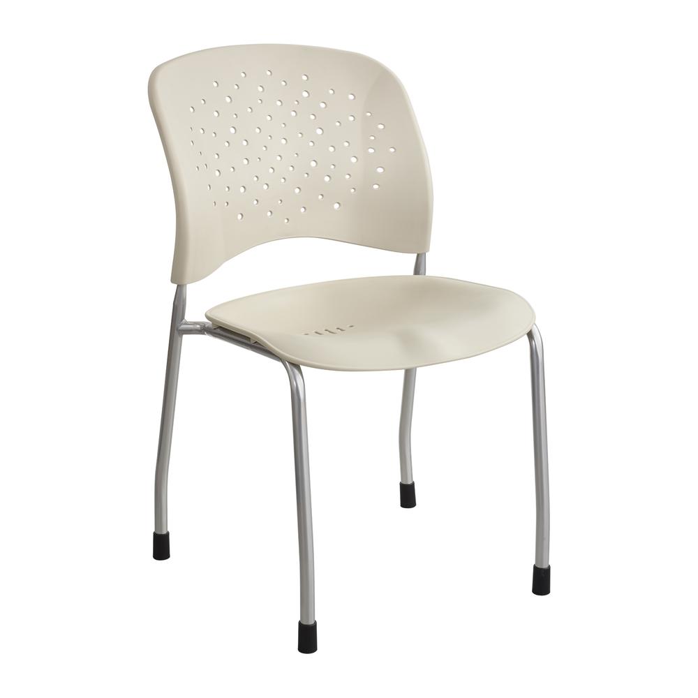 Rêve Series Guest Chair W/ Straight Legs, Latte Plastic, Silver Steel, 2/Carton. Picture 2