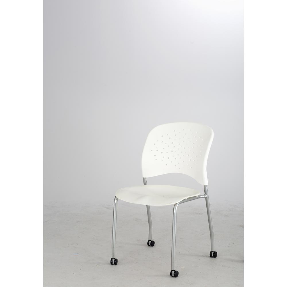 Rêve Series Guest Chair W/ Straight Legs, Latte Plastic, Silver Steel, 2/Carton. Picture 4