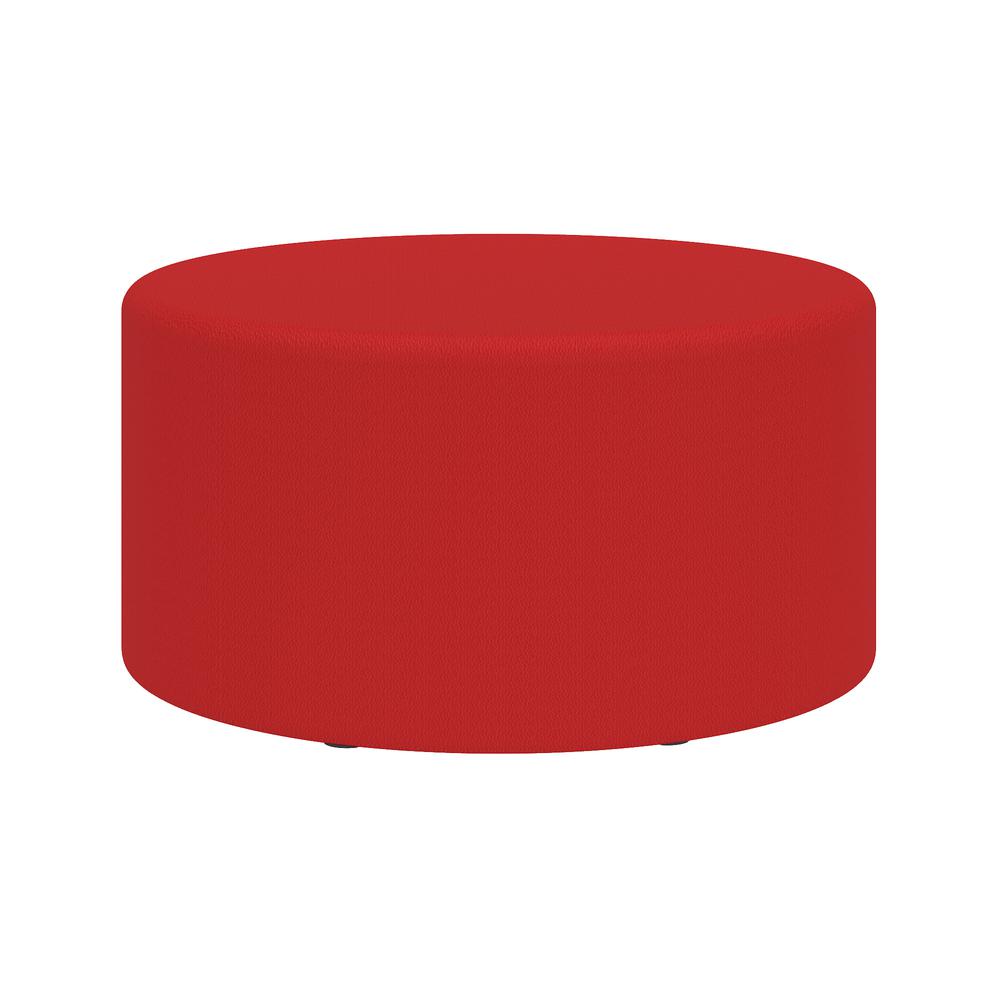 Learn 30” Cylinder Vinyl Ottoman - RedVinyl. Picture 1