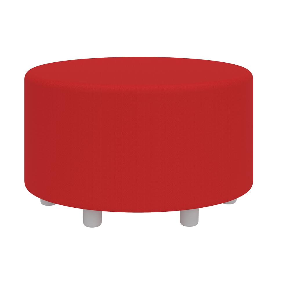 Learn 30” Cylinder Vinyl Ottoman - RedVinyl. Picture 2