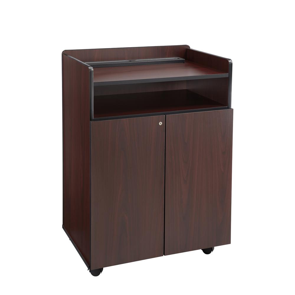 Executive Mobile Presentation Stand, 29.5w x 20.5d x 40.75h, Mahogany. Picture 2