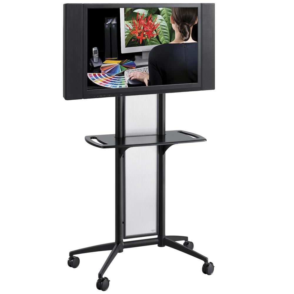 Safco Impromptu Flat Panel TV Cart - Up to 42" Screen Support - 80 lb Load Capacity - 1 x Shelf(ves) - 65.5" Height x 38" Width x 20" Depth - Steel, Plastic, Polycarbonate - Black. Picture 2