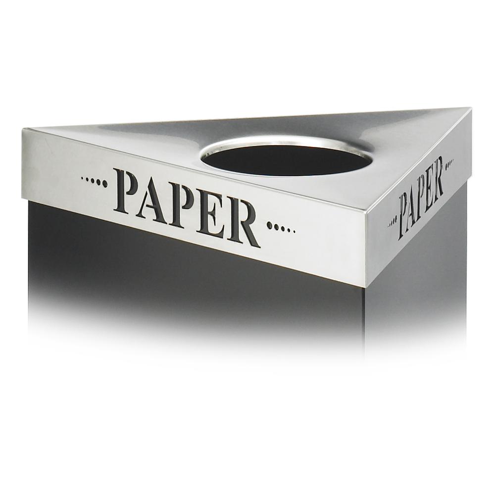 Trifecta Waste Receptacle Lid, Laser Cut "PAPER" Inscription, Stainless Steel. Picture 2