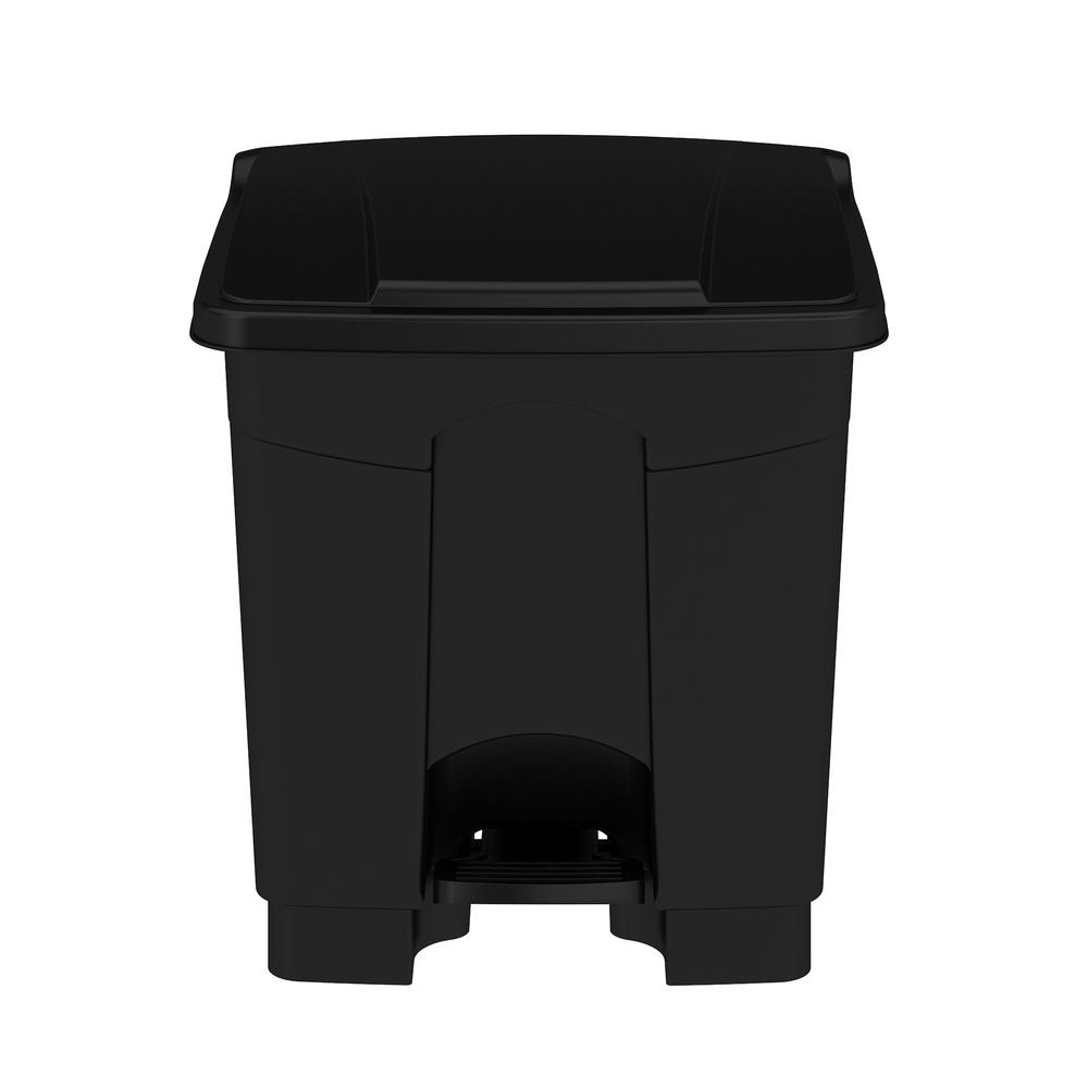 Plastic Step-On Receptacle, 8 Gallon - Black. Picture 1