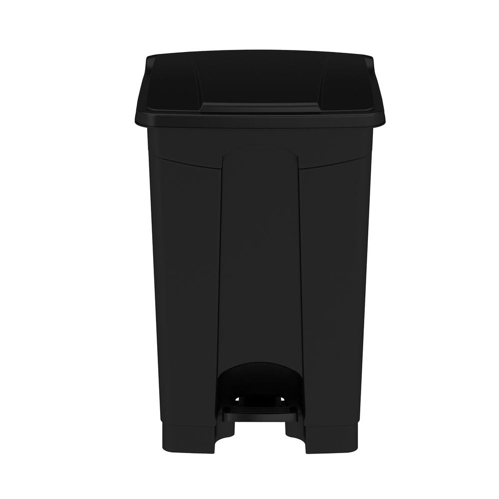 Plastic Step-On Receptacle, 12 Gallon - Black. Picture 1