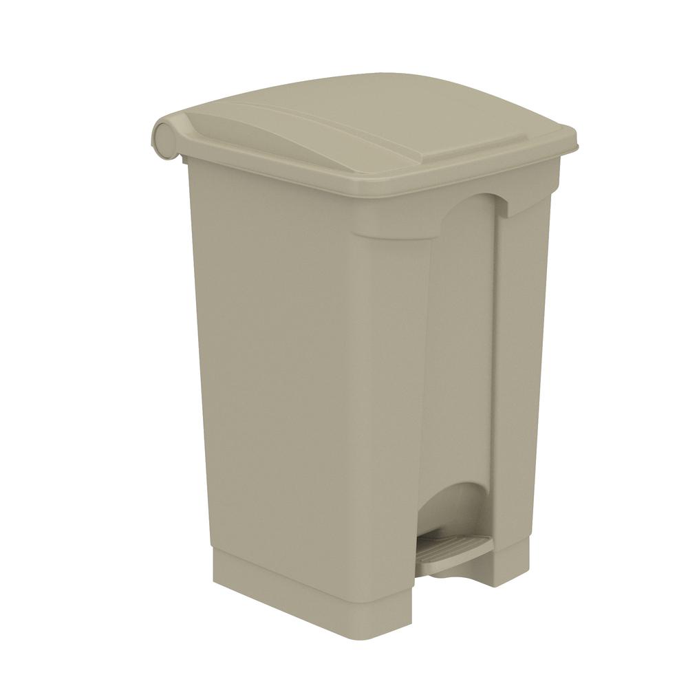 Plastic Step-On Receptacle, 12 Gallon - Tan. Picture 3