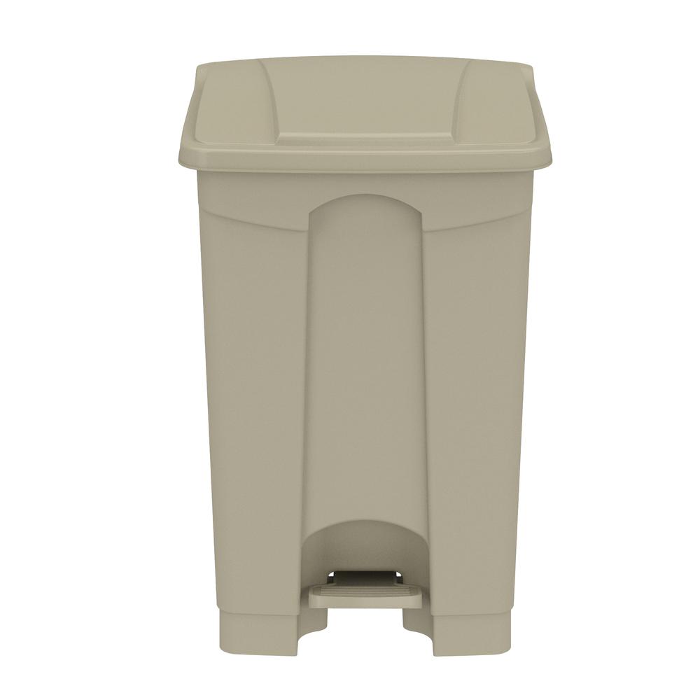 Plastic Step-On Receptacle, 12 Gallon - Tan. Picture 1