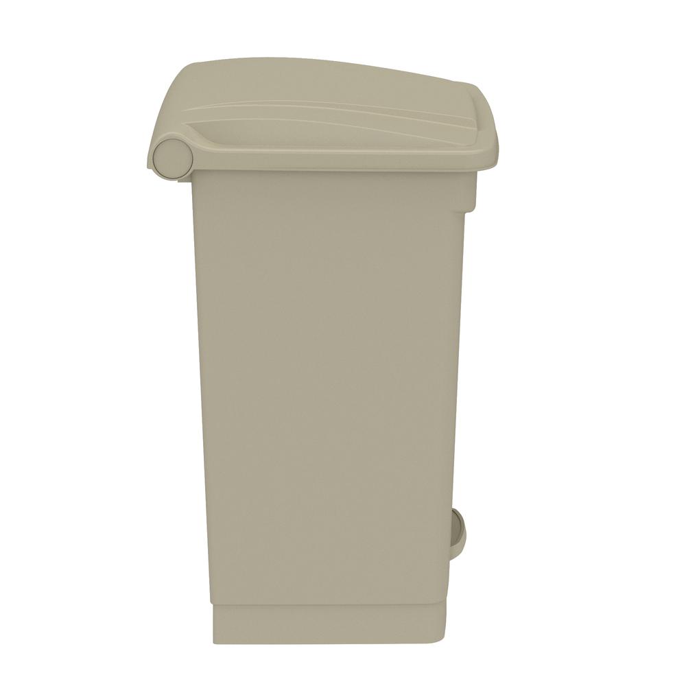 Plastic Step-On Receptacle, 12 Gallon - Tan. Picture 2